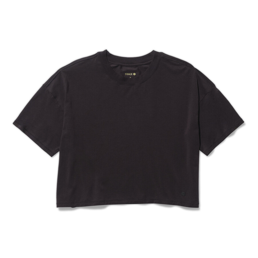 womens lay low boxy crewneck with butter blendtrade